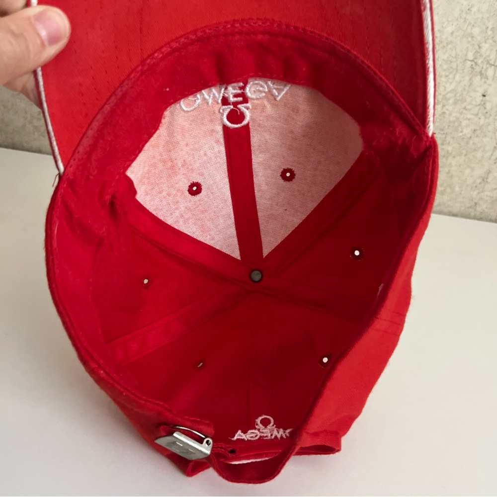 Omega Bold Red Logo Cap White Embroidered Promotional rare ball cap - Picture 7 of 8